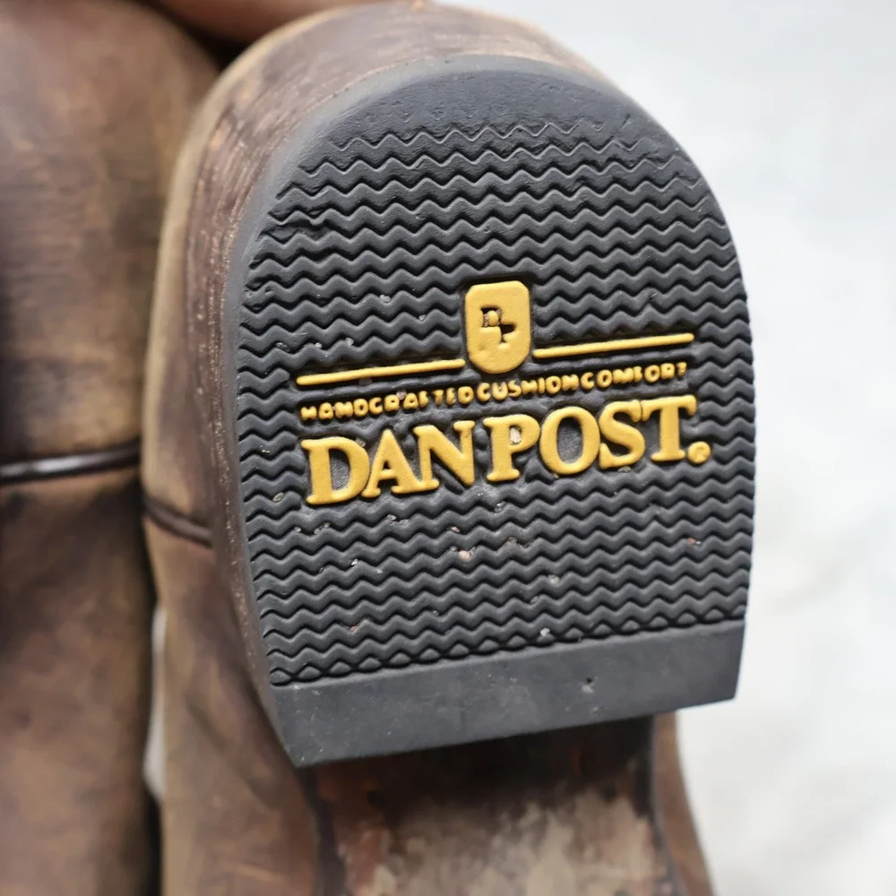 Dan Post Men 11D Western Boots Brown Leather Cowboy Embroidered Pull On 2153